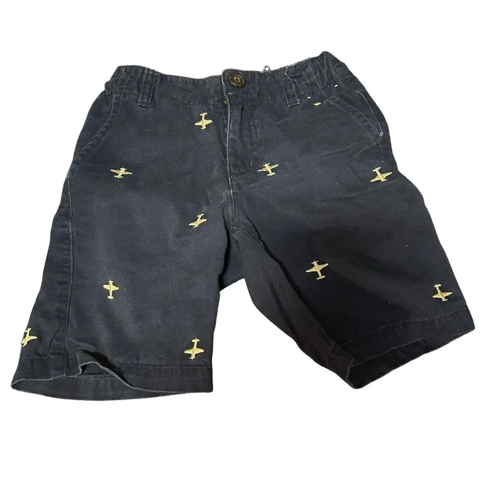 Boys Gymboree Shorts Size 6 Blue with Airplane Pattern